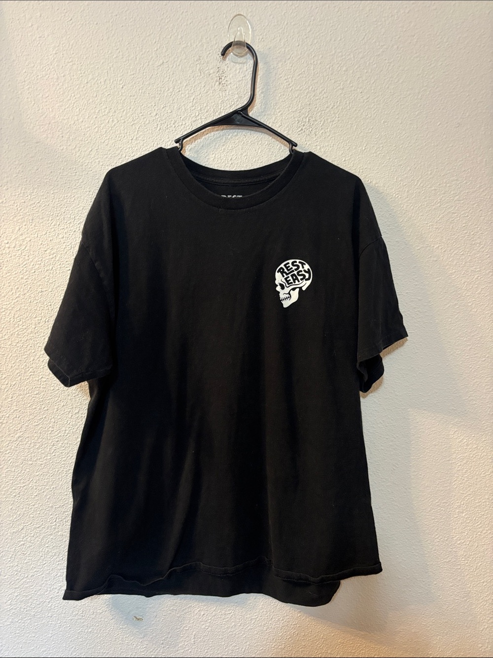 Rest Easy Black Graphic Skull Tee - "Rest Easy"